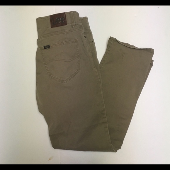 Lee Men's Active Stretch Straight Taper Chino Pants Beige Khaki 33x32 EUC - Picture 6 of 6